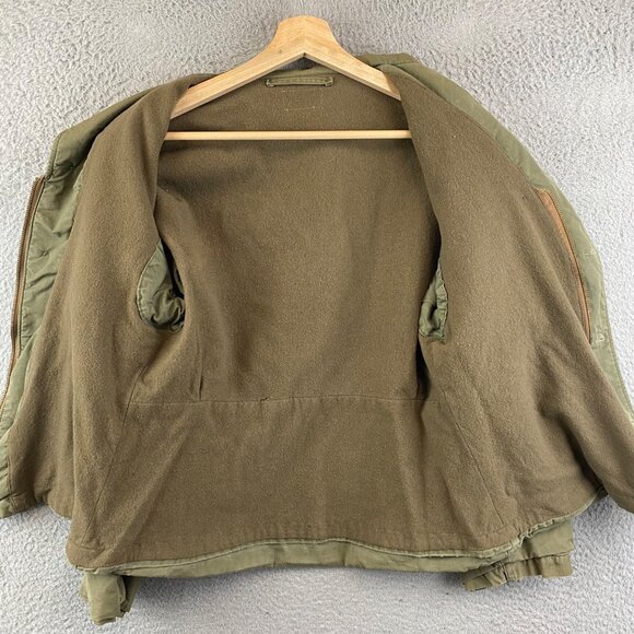 Vintage WWII USN Navy Deck Jacket N-4 Field Coat Medium Lined Green 1940s - Picture 3 of 16
